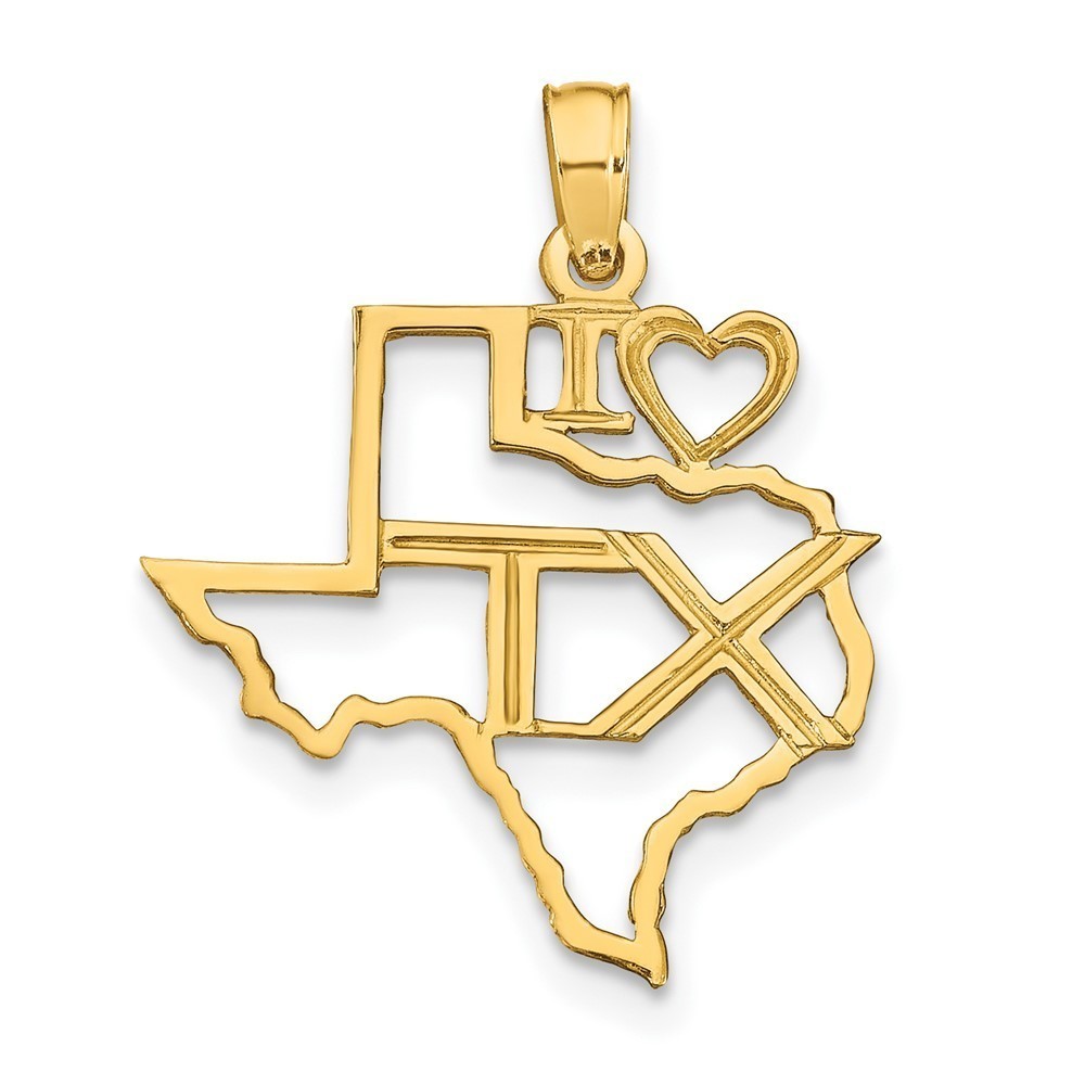 10k Yellow Gold Mini Travel Solid Texas State Necklace Charm Pendant